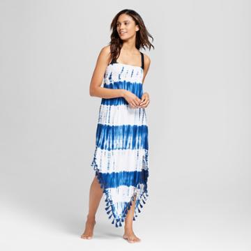 Mango Reef Women's Tube Tassel Trim Midi Cover Up Dress - Blue Tie Dye