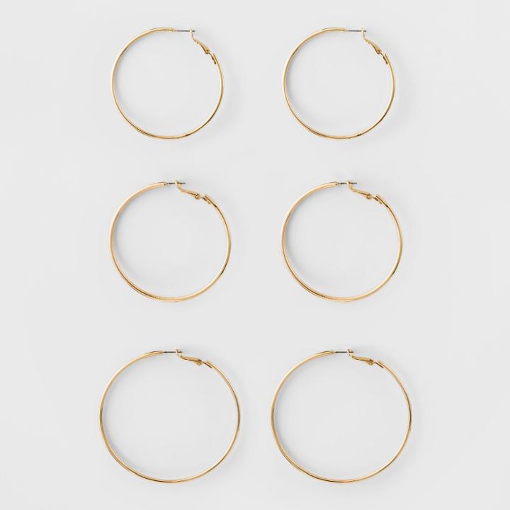 Target Hoop Earring Set 3ct - A New Day Gold,