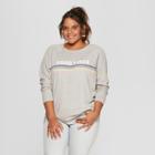 Women's Plus Size Good Vibes Rainbow Striped Graphic Sweatshirt - Grayson Threads (juniors') Heather Gray