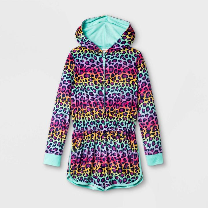 Girls' Rainbow Leopard Print Pajama Romper - Cat & Jack Pink
