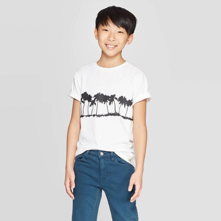 Target Boys' Short Sleeve Palm Tree T-shirt - Art Class White