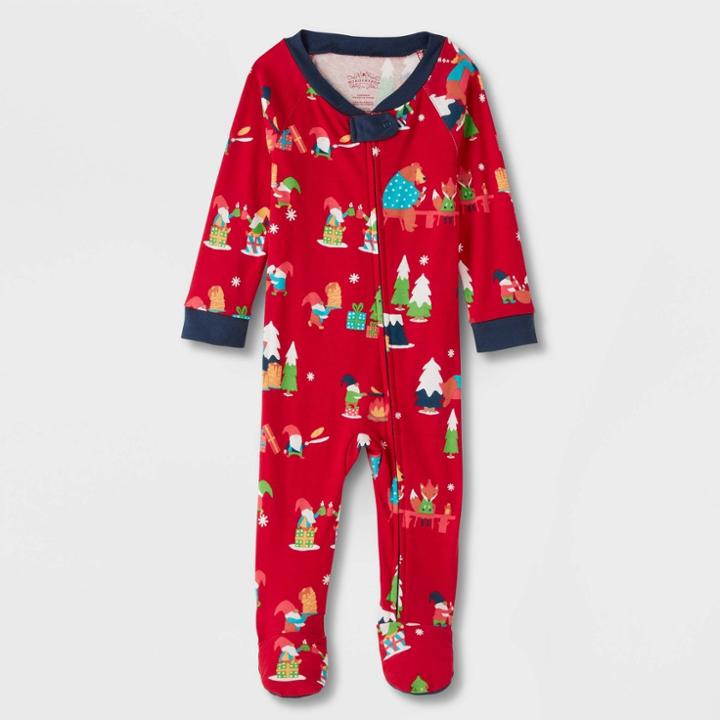 Baby Holiday Gnomes Print Matching Family Footed Pajama - Wondershop Red