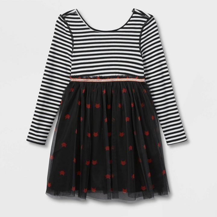 Girls' Adaptive Halloween Knit Tulle Dress - Cat & Jack Black