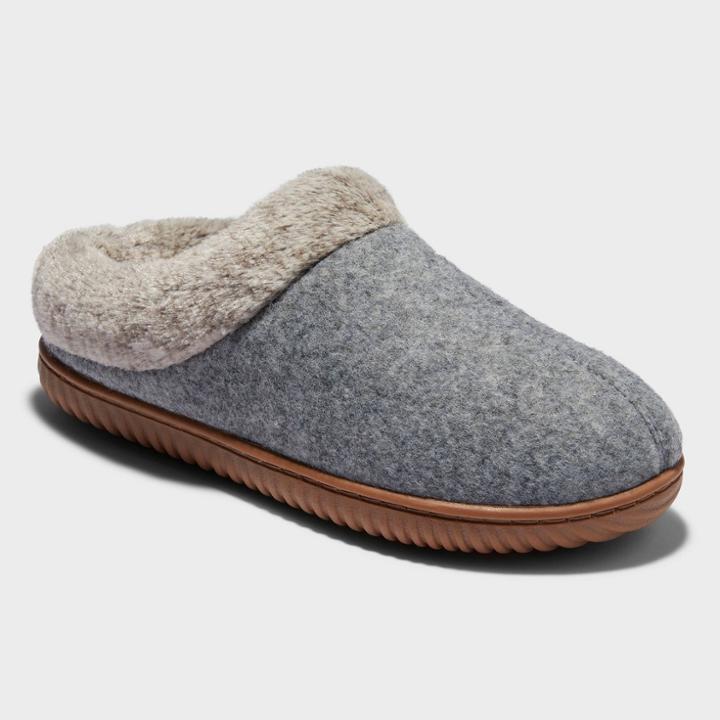 Women's Dluxe By Dearfoams Delilah Scuff Slide Slippers - Gray