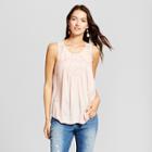 Women's Crochet Knit To Woven Tank - Knox Rose Blush