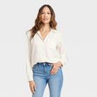 Women's Long Sleeve Button-down Shirt - Knox Rose Ivory