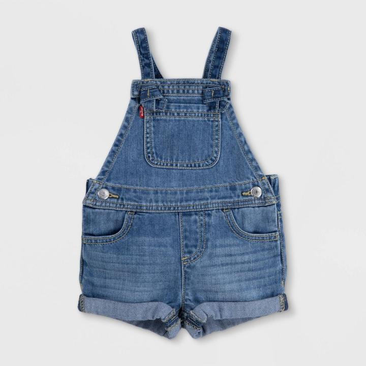 Levi's Toddler Girls' Spaghetti Strap Shortalls - Blue