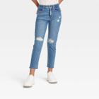 Girls' Mid-rise Girlfriend Jeans - Art Class Medium Dark Wash 4, Medium Dark Blue