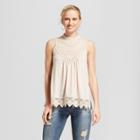 Women's Sleeveless High Neck Lace Tank Top - Xhilaration Light