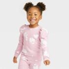 Grayson Mini Toddler Girls' Tie-dye Puff Sleeve Sweatshirt - Pink