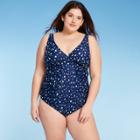 Women's Plus Size One Piece Swimsuit - Kona Sol Navy Dot Print