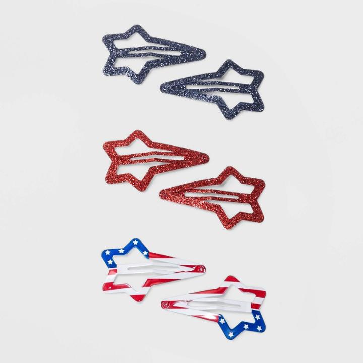 No Brand Star Shape Glitter American Flag Print Metal