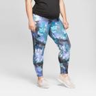 Maternity Plus Size Floral Print Active Leggings With Crossover Panel - Isabel Maternity By Ingrid & Isabel Lilac 1x, Women's,