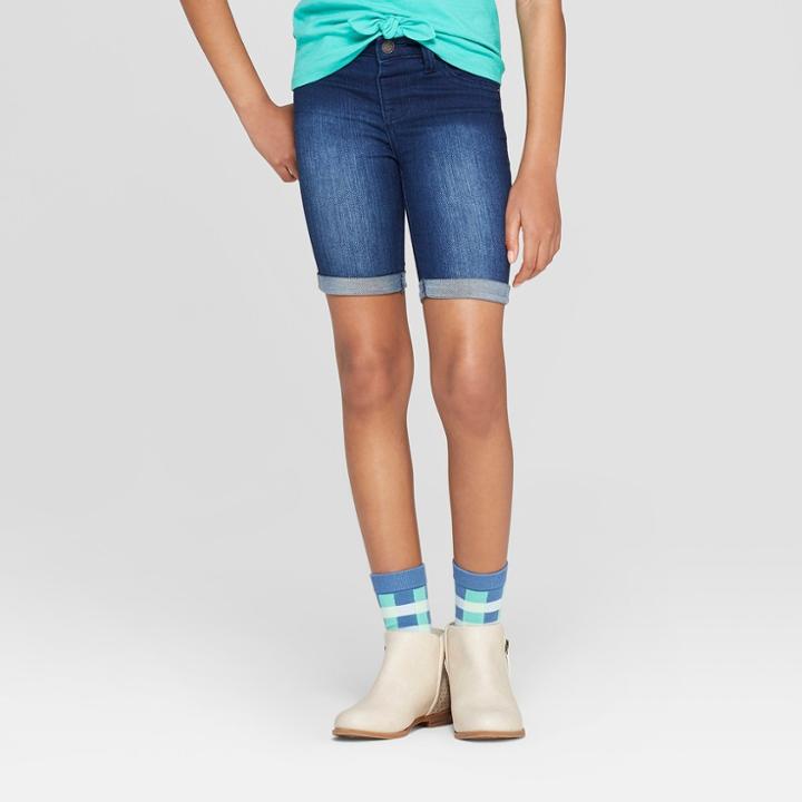 Plus Size Girls' Jeggings Bermuda Shorts - Cat & Jack Dark Wash