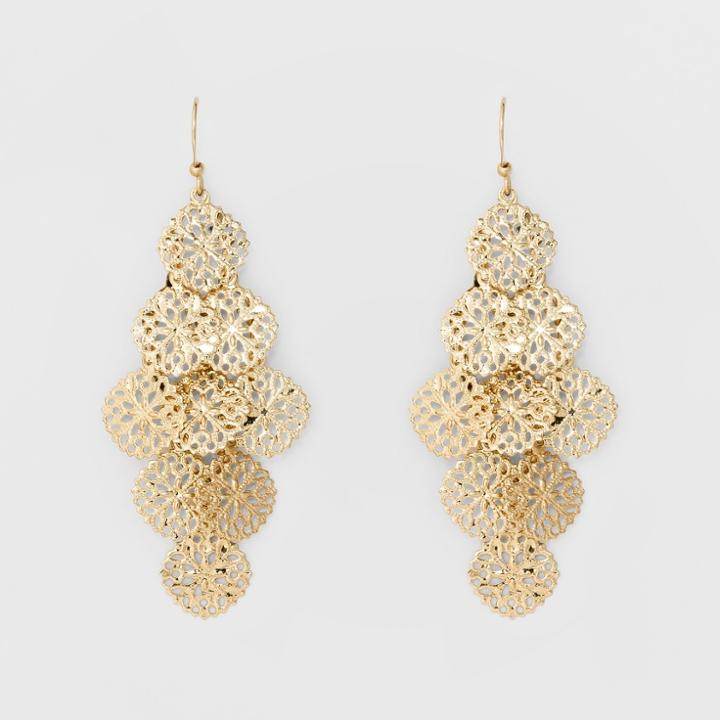 Women's Filigree Cascading Drop Earring - A New Day Gold