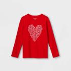 Girls' 'valentine's Day Heart' Long Sleeve Graphic T-shirt - Cat & Jack Red