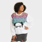 Modern Lux Women's Plus Size Frida Kahlo Colorful Roses Graphic Sweatshirt - White