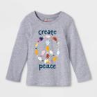 Toddler Girls' 'create Peace' Long Sleeve Graphic T-shirt - Cat & Jack Heather Gray