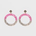 Sugarfix By Baublebar Colorful Resin Druzy Hoop Earrings - Pink, Girl's