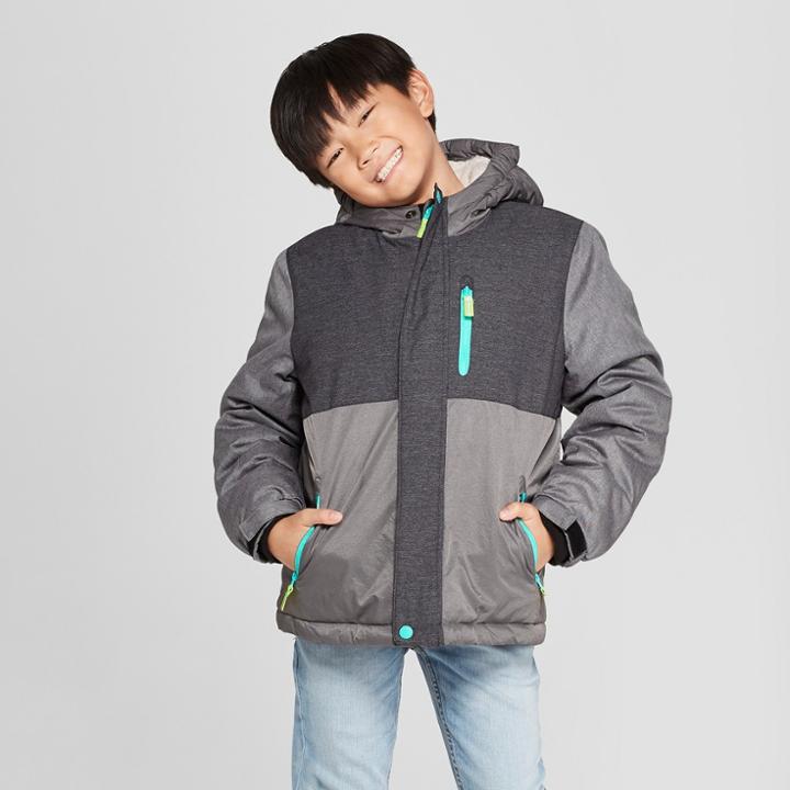 Boys' Hooded Ski Puffer Jacket - Cat & Jack Grey