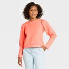 Women's High Cuff French Terry Sweatshirt - A New Day Pastel Peach Xs, Pastel Pink