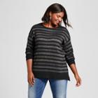 Women's Plus Size Crew Neck Pullover - A New Day Shine Stripe