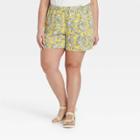 Women's Plus Size High-rise Pull-on Shorts - Universal Thread Yellow Floral Print