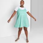 Women's Plus Size Floral Print Sleeveless Scoop Neck Swing Dress - Wild Fable Green 1x, Women's,