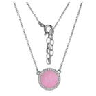 Prime Art & Jewel Sterling Silver Genuine Pink Druzy And Cubic Zirconia Halo Necklace - 16 + 2 Extender, Girl's, Size: Large, Pink/silver