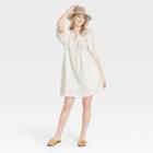 Women's Puff Elbow Sleeve Babydoll Dress - Universal Thread White