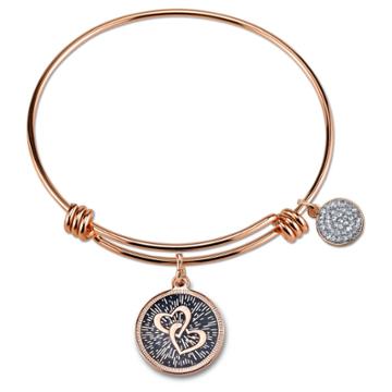 Target Women's Stainless Steel Mothers And Daughters Double Heart Expandable Bracelet - Rose Gold