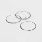 Sterling Silver With Cubic Zirconia Stacking Ring Set 3pc - A New Day Silver 8, Women's, Silver Clear Pink