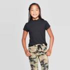 Petitegirls' Short Sleeve Mock Neck Rib T-shirt - Art Class Black S, Girl's,