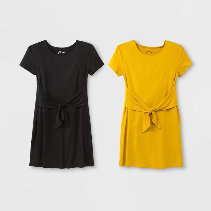 Girls' Tie Front 2pk Dress - Art Class Yellow/black