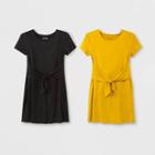 Girls' Tie Front 2pk Dress - Art Class Yellow/black
