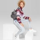 Women's Striped Long Sleeve Fuzzy Mock Neck Sweater - Wild Fable Crystal Violet