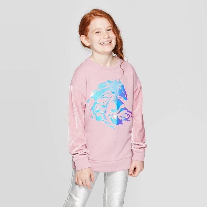 Girls' Frozen Nature Is Magical Velour Sweatshirt - Pink