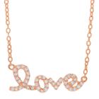Journee Collection 3/4 Ct. T.w. Round-cut Cz Pave Set Love Pendant Necklace In Sterling Silver - Rose Gold, Girl's