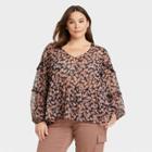 Women's Plus Size Long Sleeve Shirt - Knox Rose Black Floral