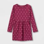 Girls' Printed Knit Long Sleeve Dress - Cat & Jack Burgundy