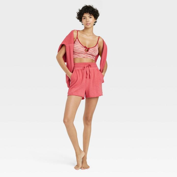 Women's French Terry Lounge Shorts - Colsie Red