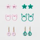 Girls' 2pk Bff Cat & Bunny Earrings - Cat & Jack One Size,