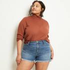 Women's Plus Size Long Sleeve Turtleneck Knit Shirt - Ava & Viv Brown X