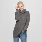 Women's Cozy Neck Pullover Sweater - A New Day Charcoal (grey)