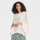 Women's Knit Poncho - A New Day Cream One Size, Ivory