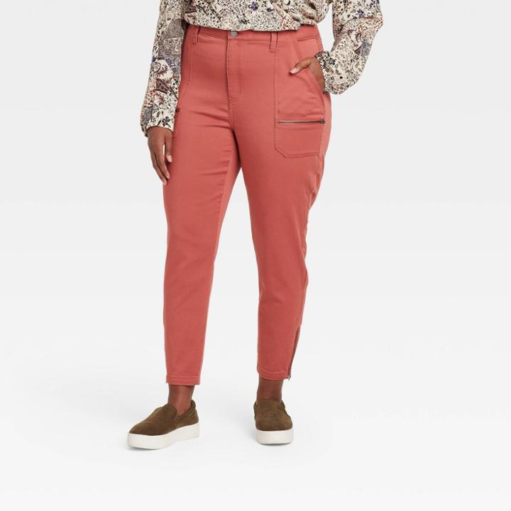 Women's Plus Size Mid-rise Utility Ankle Pants - Knox Rose Pink