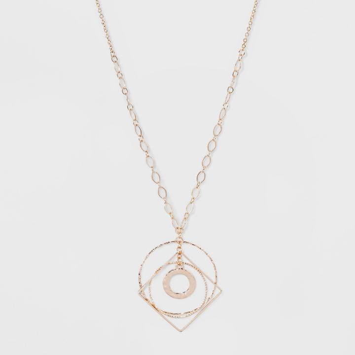 Round And Square Shapes Pendant Necklace - A New Day Rose Gold,