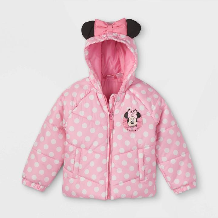 Girls' Minnie Mouse Puffer Jacket - Pink