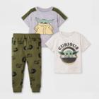 Disney Toddler Boys' 3pc Baby Yoda Short Sleeve Graphic T-shirt And Jogger Set - Gray/green/cream