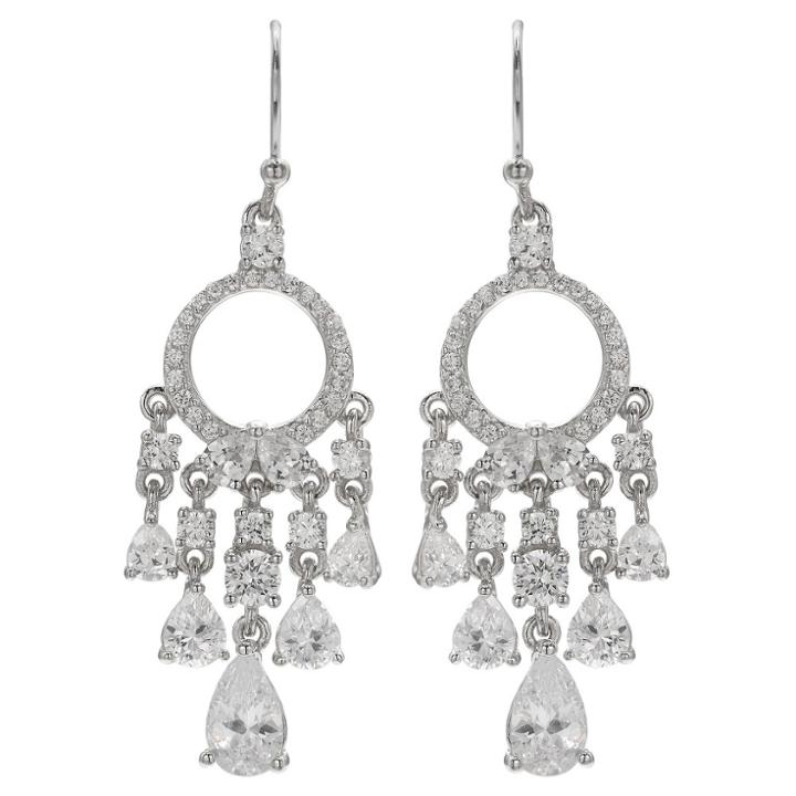 Distributed By Target Women's Drop Chandelier Earrings With Clear Cubic Zirconias In Sterling Silver - Clear